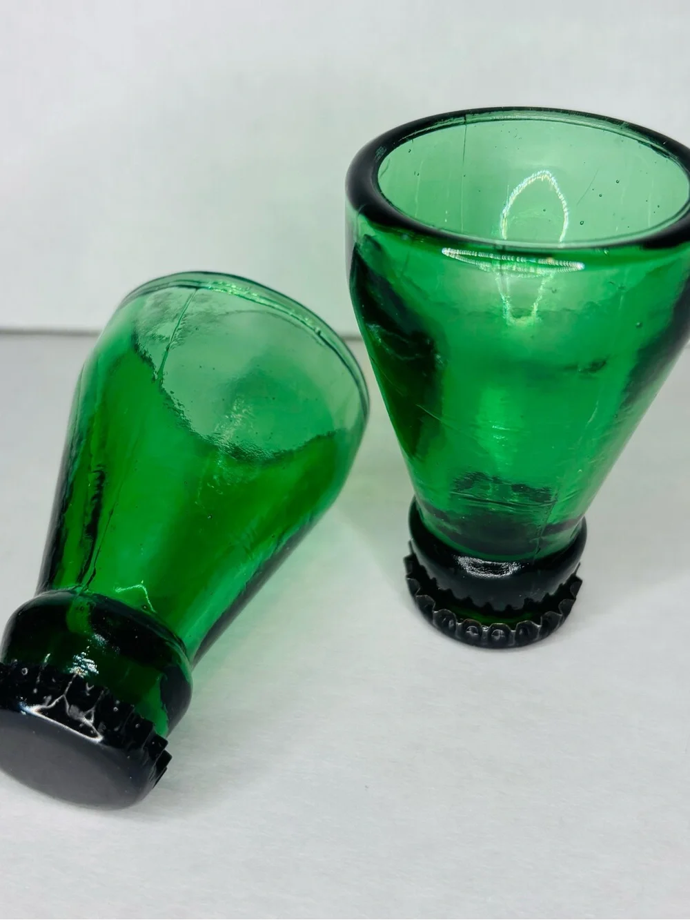 Green Bottle Top Shot Glasses - Set of 2